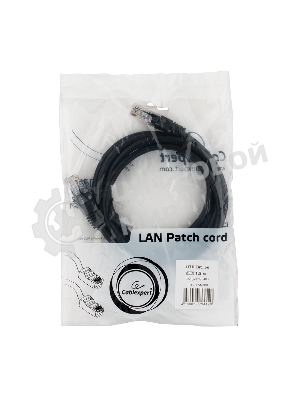 Патч-корд UTP Cablexpert PP12-1.5M/BK кат.5e, 1.5м, литой, многожильный черный