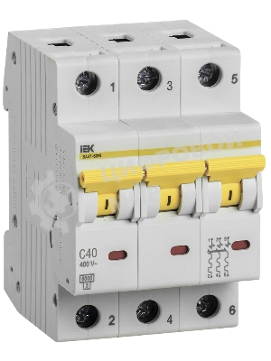 Выключатель автоматический трехполюсный ВА47-60M 3Р 40А 6кА С MVA31-3-040-C IEK