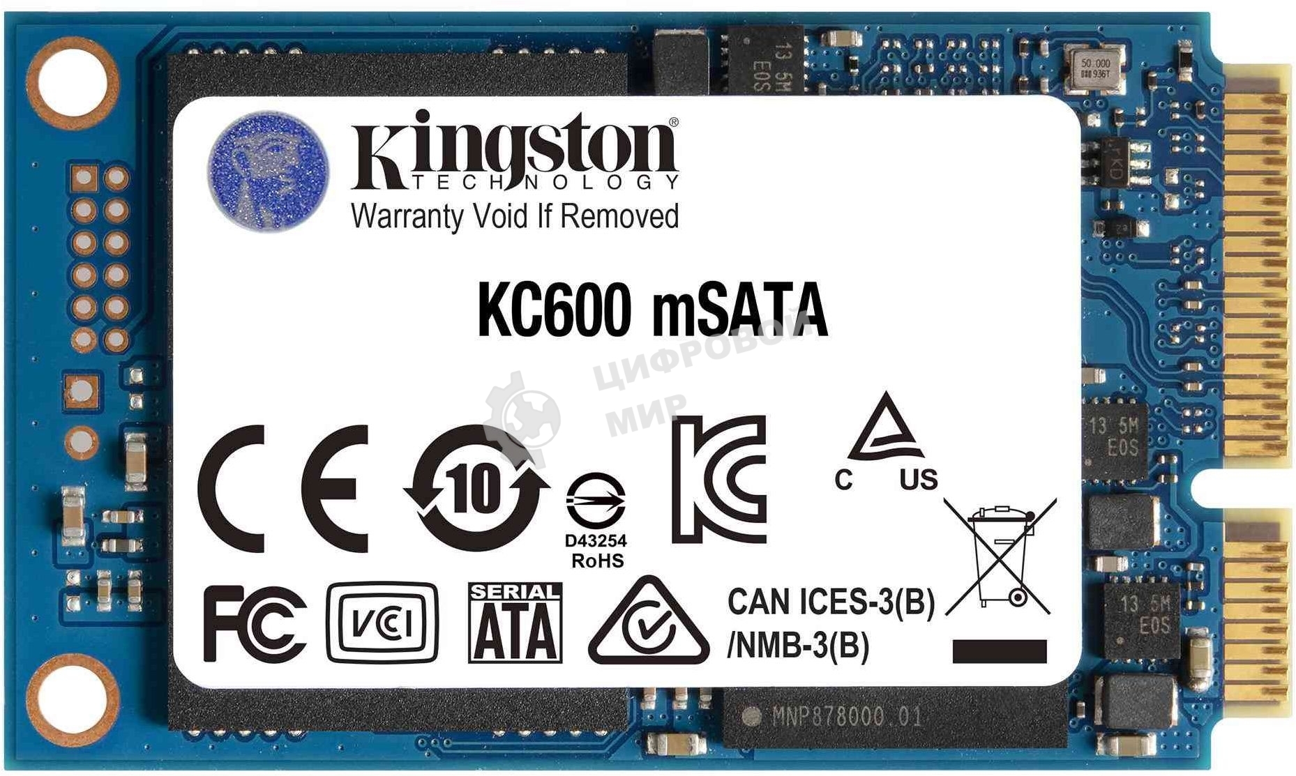 Накопитель SSD Kingston KC600, 1Tb, mSATA, R/W 550/520