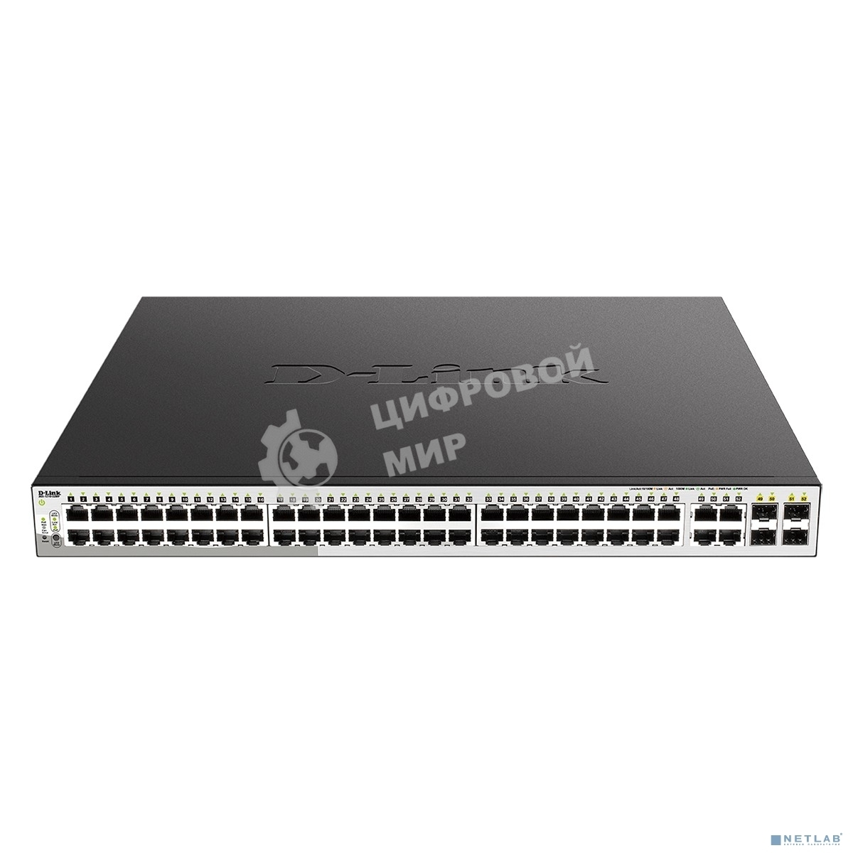 Коммутатор DGS-1210-52MP/F Smart L2 Switch 48х1000Base-T PoE, 4хCombo 1000Base-T/SFP, PoE Budget 370W, Compact CLI