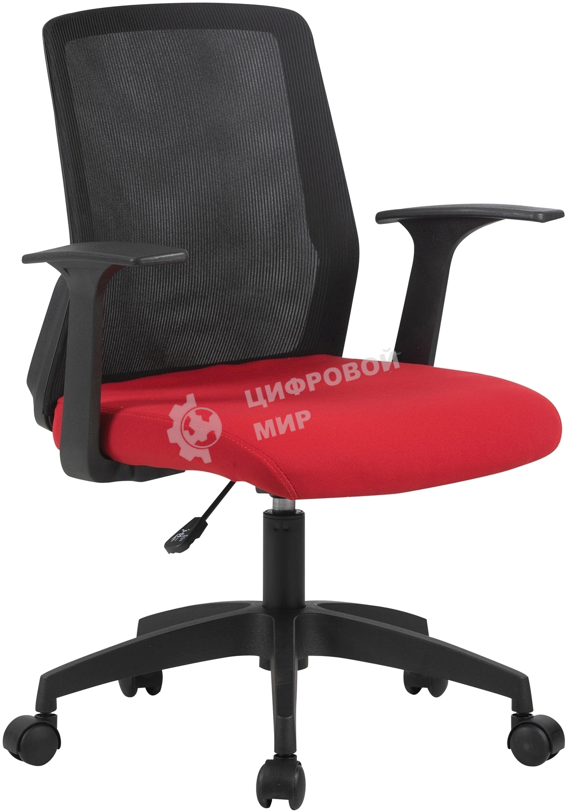 Кресло компьютерное Cactus CS-MC222-BKRD черный, сиденье темно-красный, сетка/ткань, низк.спин. крестов. пластик, пластик черный