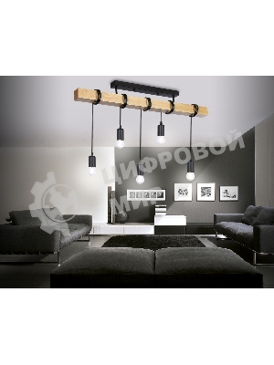 Светильник Ambrella light TR8183/5 BK/LW черный/светлое дерево E27*5 max 40W 800*50*420