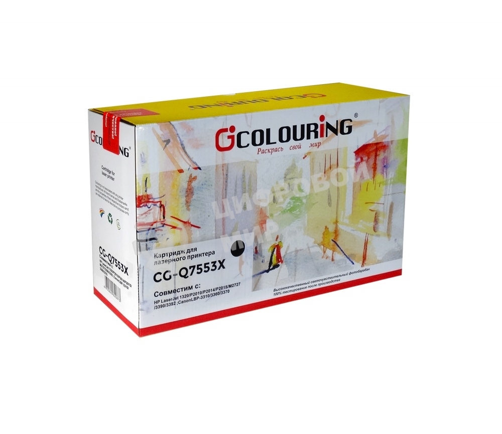 Картридж лазерный Colouring CG-Q7553X/715 черный (7000 стр.) для HP LJ P2010/P2014/P2015/2015d/2015n/M2727/M2727nf/M2727nfs/Canon LBP-3310/3370
