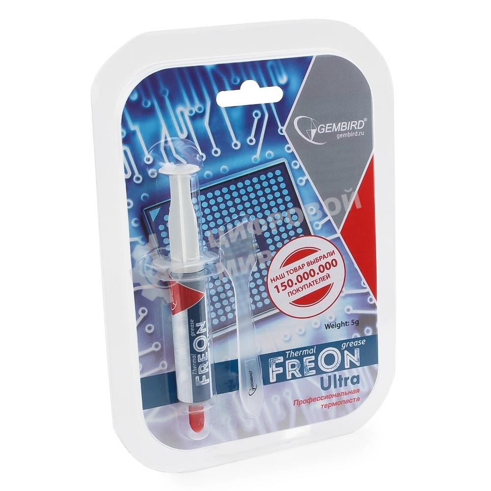 Термопаста Gembird FreOn Ultra GF-21-5 для радиаторов, 5гр, шприц