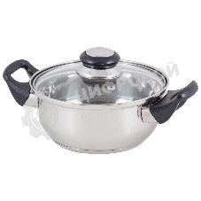 Кастрюля Mallony из нерж стали с крышкой (стекло) BAK-01, 1,4 л, ручки - бакелит, без ТМ