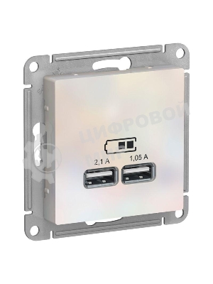 Механизм розетки USB AtlasDesign 5В 1порт х 2.1А 2порта х 1.05А жемчуг SchE ATN000433