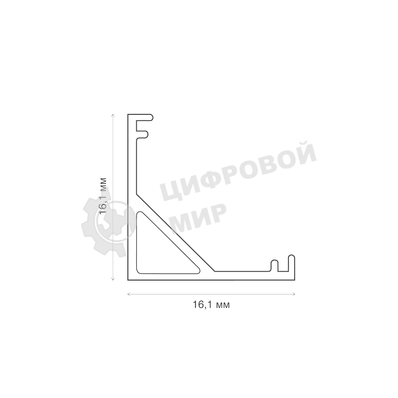 Комплект углового алюминиевого профиля с рассеивателем Rexant 16х16 мм, 1 м