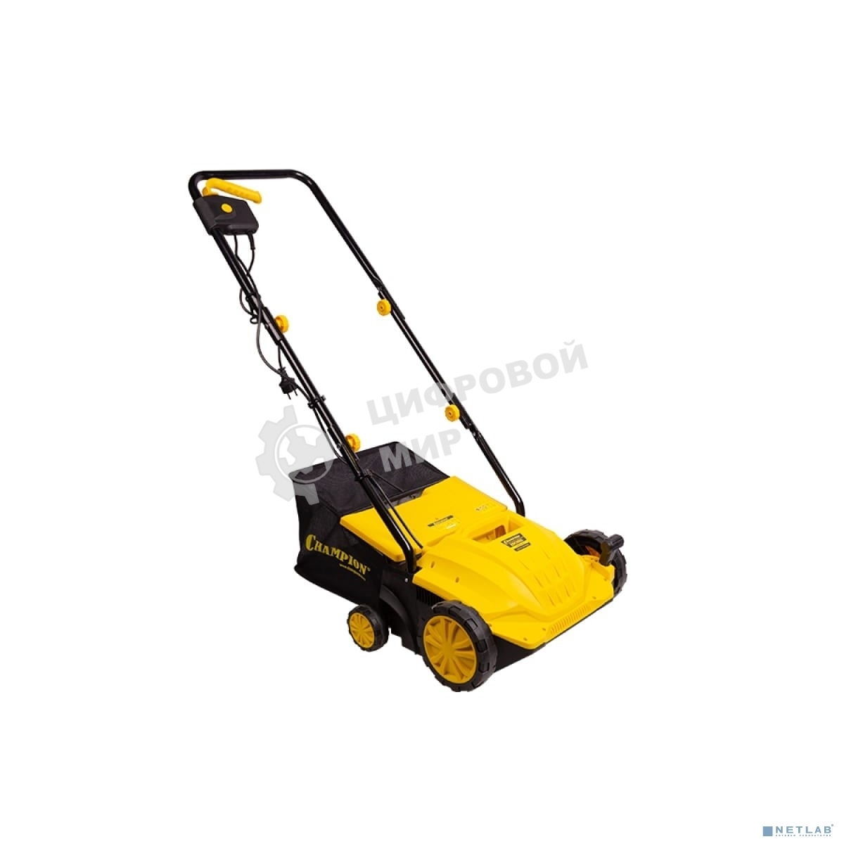 Скарификатор электрический Champion ESC1532 Мощность двигателя 1500 Вт, Напряжение сети 230,50 В, Гц, Вес c травосборником 9,3 кг, Ширина обработки 320 мм, Высота аэрации -4/0/+4/+12 мм, Высота скарификации -12/-8/-4/+4 мм, Тип/объем травосборника ткань/3