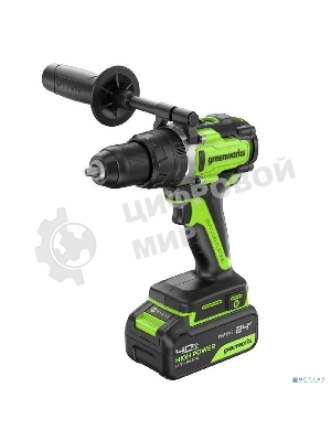 Дрель-шуруповерт аккумуляторная Greenworks GD24DD140 24V, 70/140Нм,Anti-kickback,2х4Ач,ЗУ,кор 3707607CUD