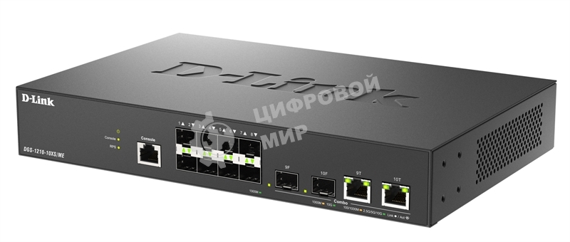 Коммутатор D-Link DGS-1210-10XS/ME/C1A Управляемый L2 коммутатор с 8 портами 1000Base-X SFP и 2 комбо-портами 10Gbase-T/SFP+