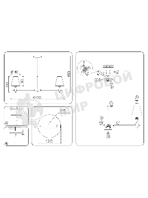 Люстра Ambrella light LH75044/5 BS/WH латунь/белый E14*5 max 40W D700*580