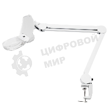 Лупа на струбцине Rexant, квадратная 3D+20D, с подсветкой 6 LED, серия EXPERT, белая