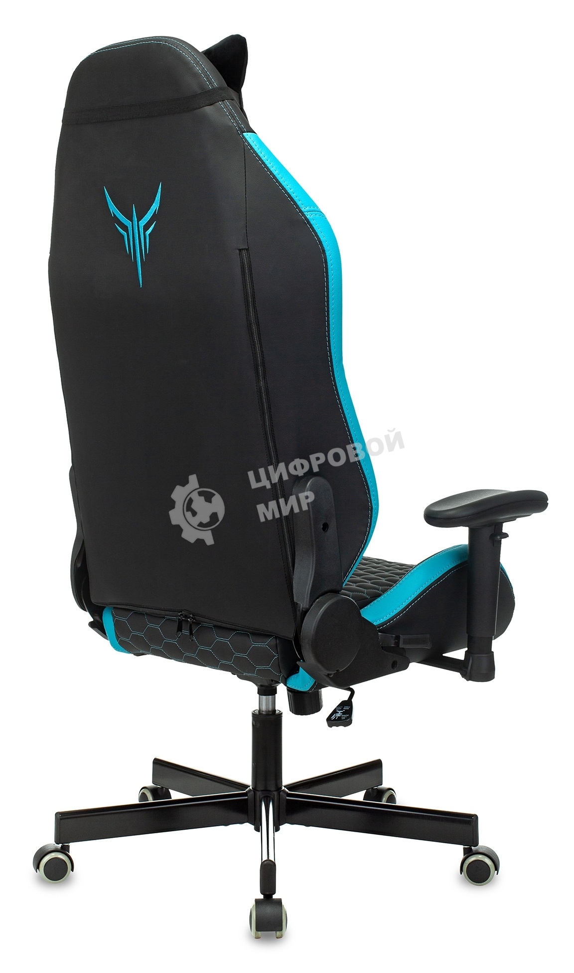 Кресло игровое Knight Neon черный/голубой соты эко.кожа с подголов. крестовина металл