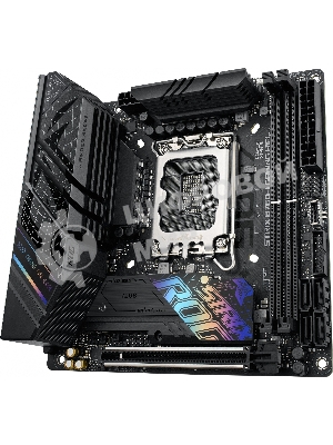 Материнская плата ASUS ROG STRIX B760-I GAMING WIFI, LGA 1700, Intel B760, 2xDDR5, 4xSATA, 2xM.2, 1xPCIe 5.0 x16, 1xHDMI, 1xDP, 1x 2.5Gb LAN, 3xUSB-A 2.0, 3xUSB-A 3.2 Gen 1, 1xUSB-C 3.2 Gen 1, 1xUSB-C 3.2 Gen 2x2, 5x3.5 мм, 7.1, Mini-ITX