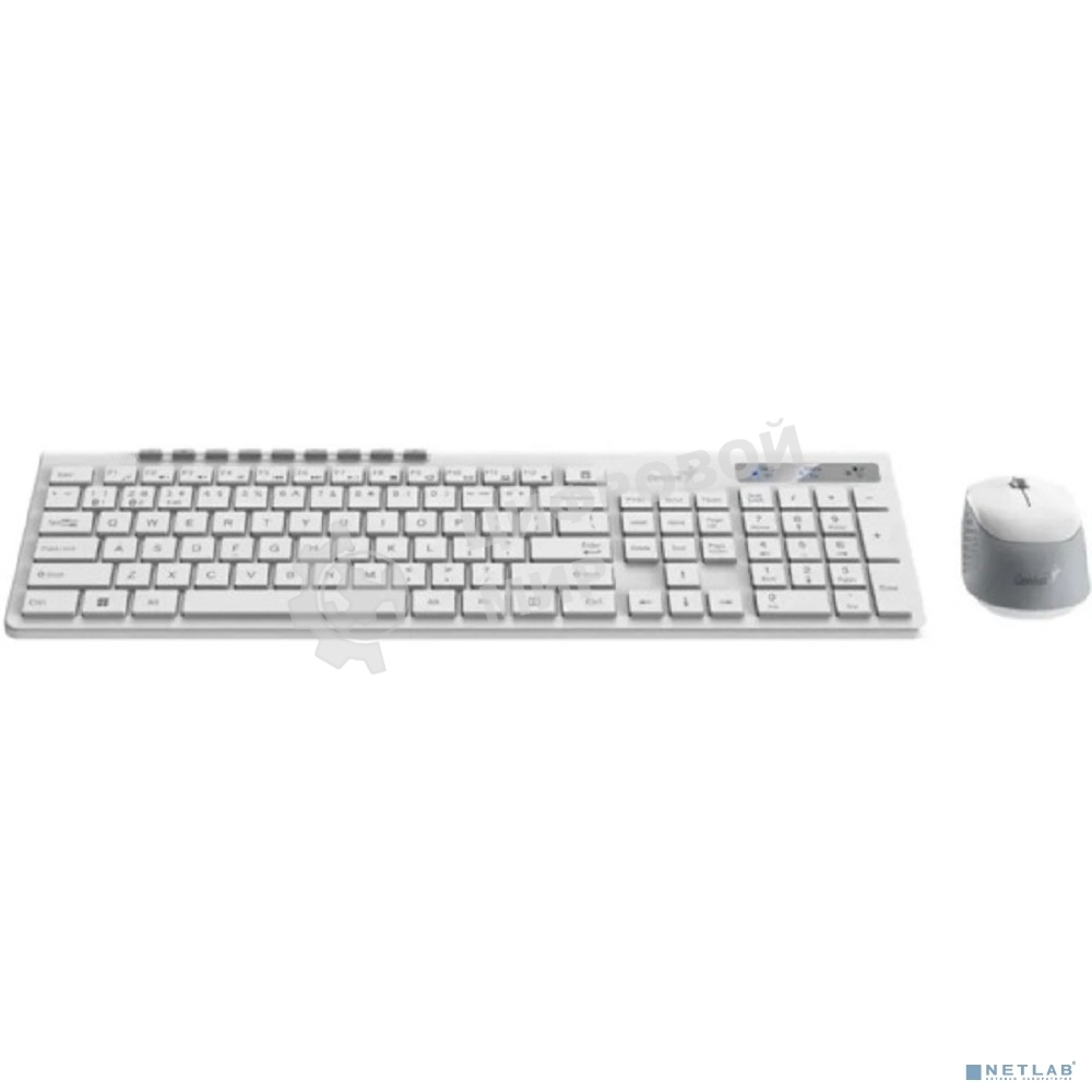 Комплект беспроводной Genius Smart KM-8230 белый, клавиатура+мышь, USB, 1 мини-ресивер на оба устройства. Клавиатура: 104 клавиши кнопка SmartGenius, клавиши т