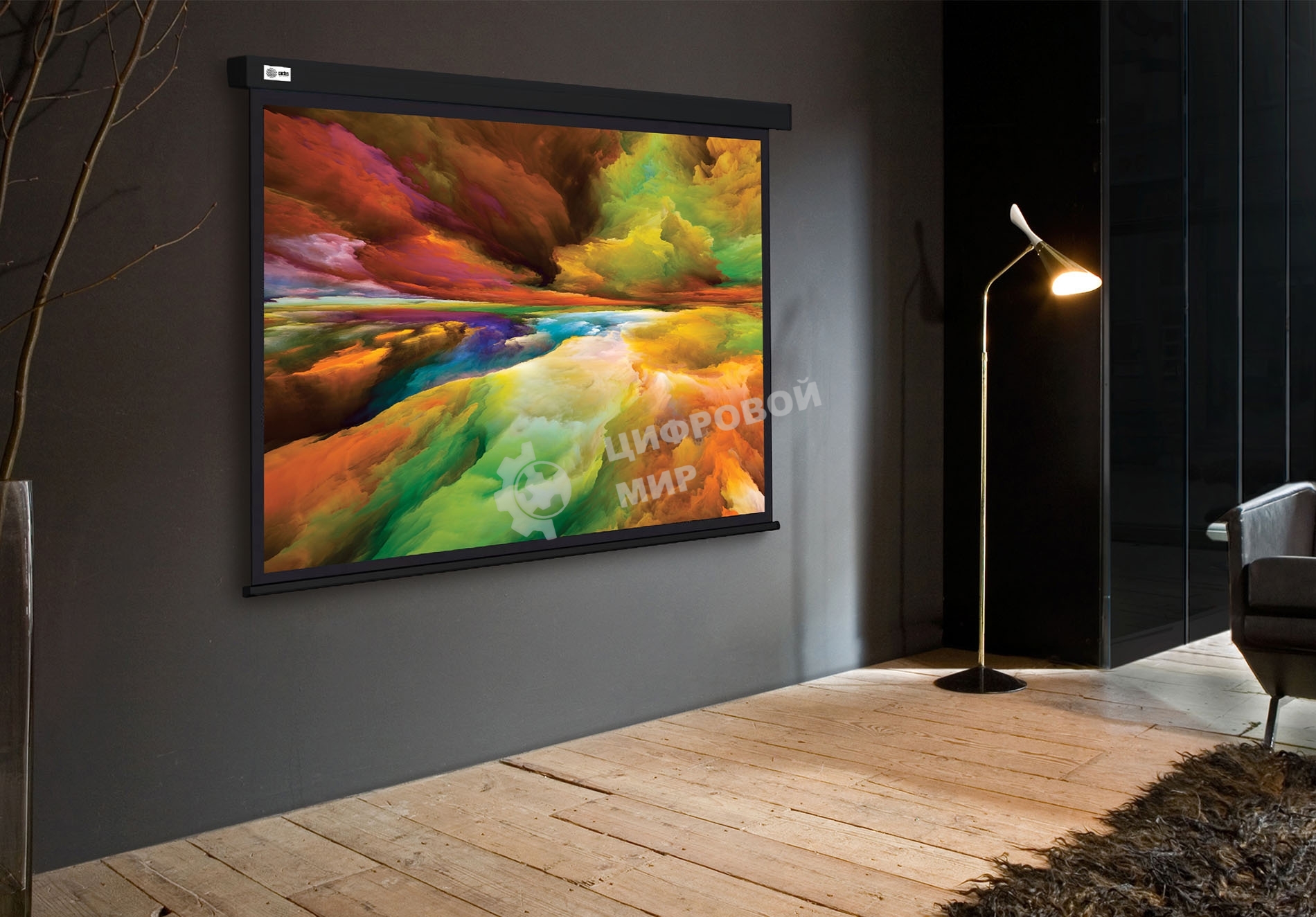 Экран Cactus 206x274см Wallscreen CS-PSW-206X274-BK 4:3 настенно-потолочный рулонный черный