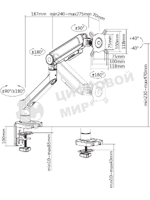 Кронштейн для мониторов Ultramounts UM732BR коричневый 17