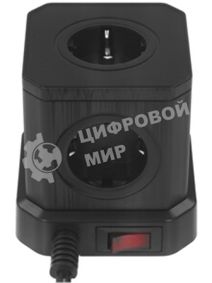 Сетевой фильтр Cablexpert Tower, TWR-5-U4-B-3, 5 р, 10А, 4хUSB, 3.1А, 3 м, ур.защиты 4+, черный, коробка