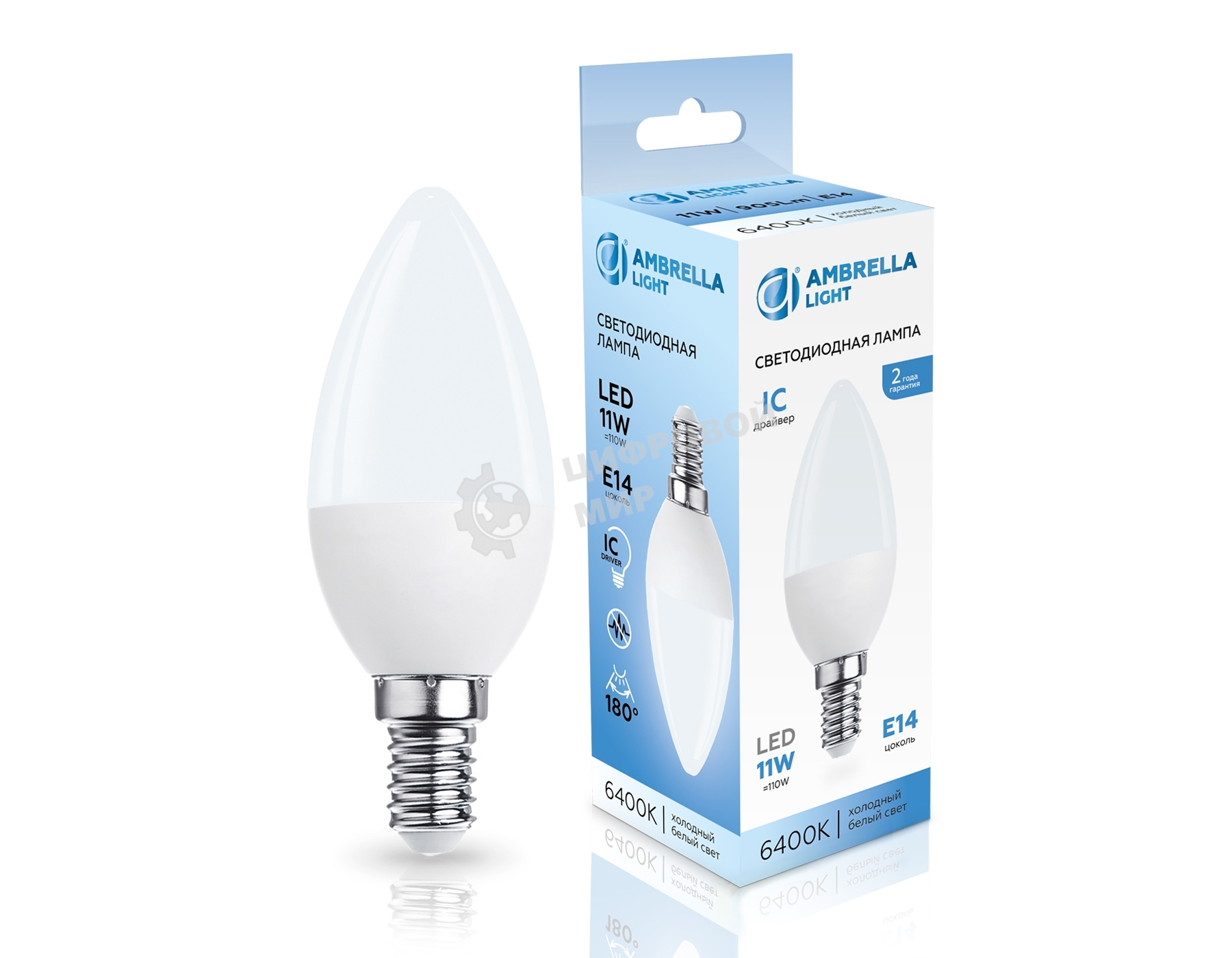 Светодиодная лампа 371116 LED C37 11W IC E14 6400K 175-265V