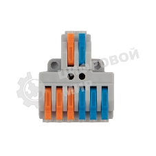 Клемма СМК Rexant 2х3 проходная разветвительная 2 полюса, с монтажной площадкой (1 ввод, 3 вывода на полюс), (5 шт./уп.)