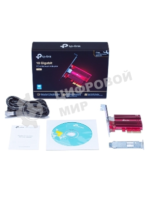 Сетевой адаптер 10 Gigabit PCI-E network adapter, 1 PCI Express 3.0 X4 interface, 1 100/1000/10000Mbps Ethernet port, come with Low-Profile and Full-Height Brackets