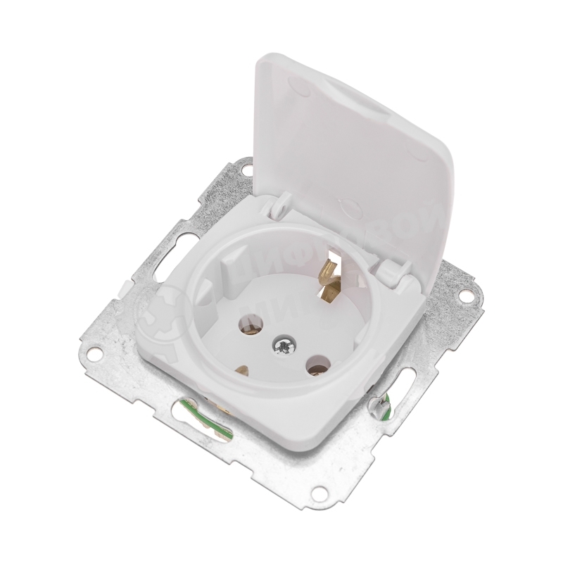 Розетка Kranz 1-ая керамика DEA с/з с крышкой с/у 16А мех. белый