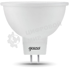 Лампа светодиодная Gauss Black 7Вт цок.:GU5.3 рефлек. 220B 3000K св.свеч.бел.теп. MR16 (упак.:10шт) (101505107)