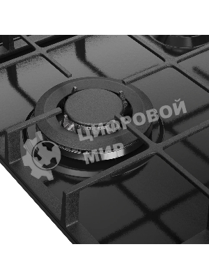 Газовая варочная панель Monsher, газ, High-Tech, 44 см, автоматический электроподжиг, газ-контроль, форсунки под сжиженый газ, SABAF конфорки, чугунные решетки, черный