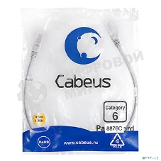Шнур комм. Cabeus, кат. 6, неэкр., U/UTP, RJ45/RJ45, LSZH, AWG24, 0.5м, серый