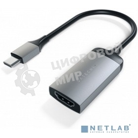 Адаптер Satechi Type-C to HDMI 4K 60HZ. Поддержка 4K/60Hz. Материал корпуса алюминий. Цвет серый космос.