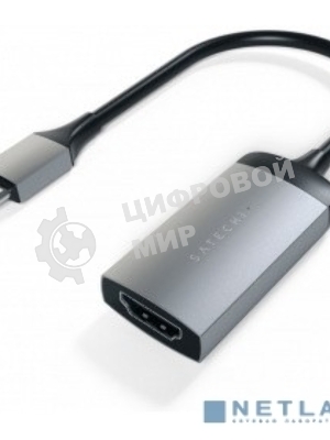 Адаптер Satechi Type-C to HDMI 4K 60HZ. Поддержка 4K/60Hz. Материал корпуса алюминий. Цвет серый космос.