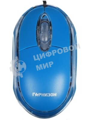 Мышь проводная Гарнизон GM-100B синий, 1000 dpi, USB, кнопки - 3