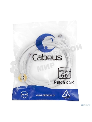 Шнур коммутационный Cabeus, Cat.5e, неэкр., U/UTP, RJ45/RJ45, LSZH, AWG24, 3м, белый