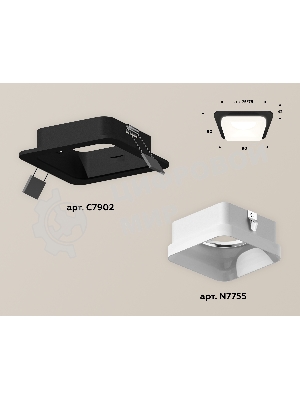 Комплект встраиваемого светильника Ambrella light XC7902013 SBK/FR черный песок/белый матовый MR16 GU5.3 (C7902, N7755)