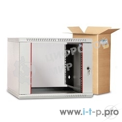 Шкаф настенный ЦМО ШРН-Э-6.350 6U 600x350 мм пер. дв. стекл несъемные бок. пан. серый