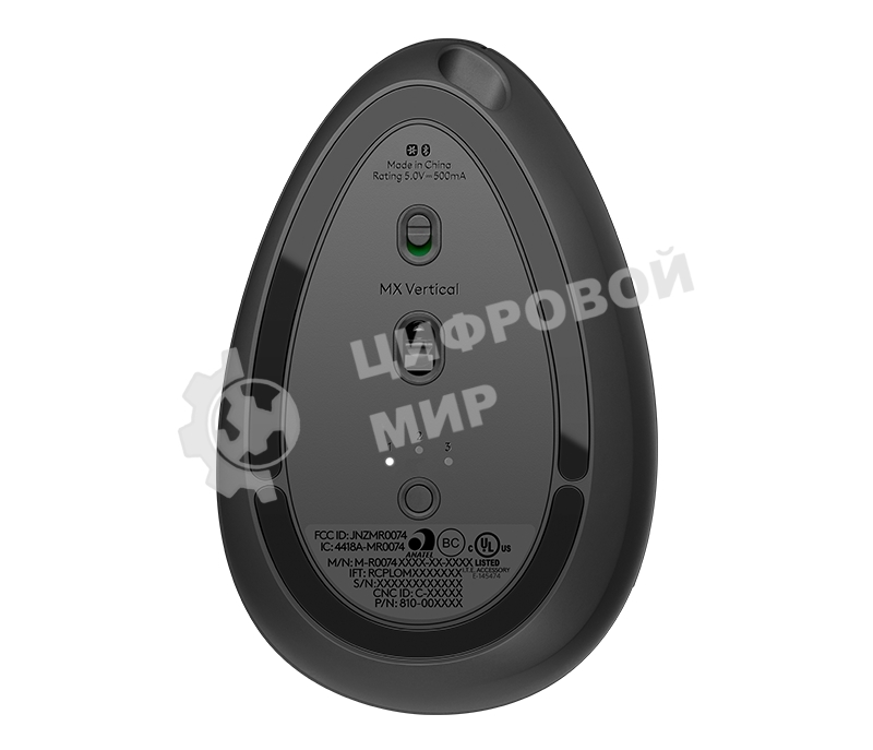 Мышь беспроводная/проводная Logitech MX Vertical графитовый, 4000 dpi, радиоканал, Bluetooth, USB, кнопки - 6