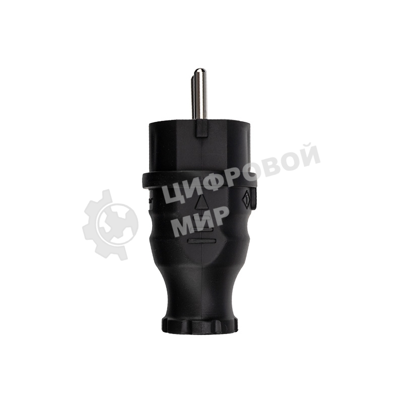 Вилка Rexant прямая влагозащищенная, с/з, 16 А, IP44 каучук