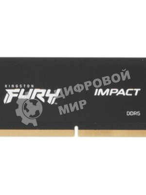 Оперативная память Kingston Fury Impact, DDR5, 16Gb (1x16Gb), 6400MHz, CL38, ECC, SO-DIMM, с радиатором, черный