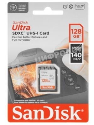 Флеш карта SD 128Gb SanDisk SDXC Class 10 UHS-I Ultra 140Mb/s