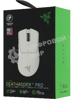 Мышь беспроводная/проводная Razer DeathAdder V3 Pro белый, 30000 dpi, радиоканал, USB, кнопки - 5