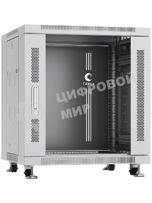 Шкаф телекоммуникационный напольный Cabeus SH-05C-12U60/60 IP20, 12U, 730х600х600 мм (ВхШхГ), дверь: стекло, разборный, серый