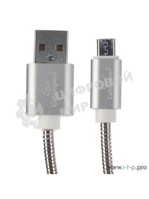 Кабель USB2.0 Cablexpert CC-G-mUSB02S-1.8M, AM/microB, серия Gold, длина 1.8м, серебро, блистер
