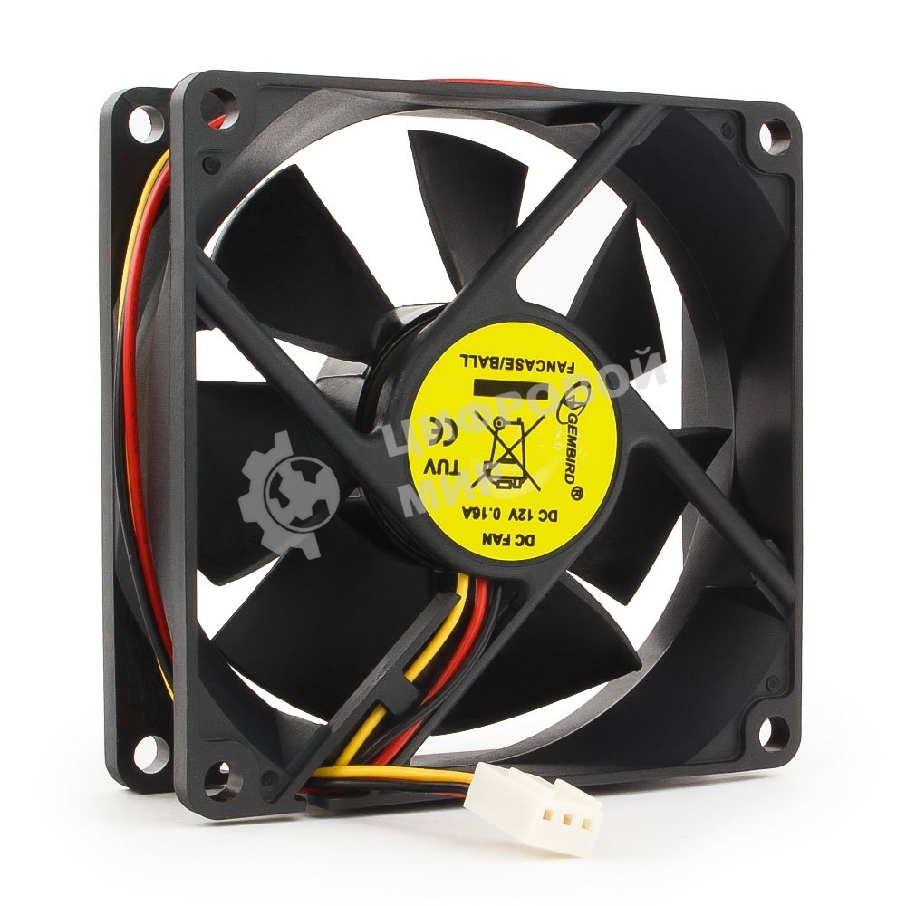 Вентилятор для корпуса Gembird FANCASE/BALL черный, 80 мм, 2600 об/мин, 27 дБ, 3 pin