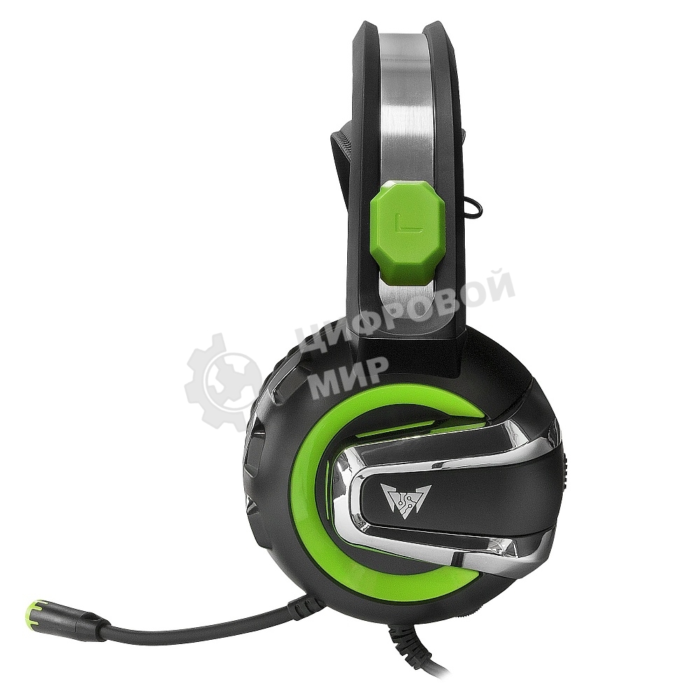 Гарнитура проводная игровая Crown CMGH-3002 черный/зеленый