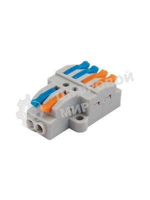 Клемма Rexant СМК 2х2 проходная разветвительная 2 полюса, с монтажной площадкой (1 ввод, 2 вывода на полюс), (5 шт./уп.)