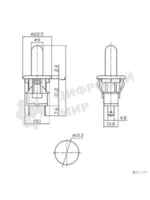 Выключатель-кнопка Rexant 250V 2.5А (2с) ON-(OFF) Б/Фикс белый (мебельная)