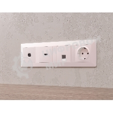Лицевая панель ALFA (Жемчуг) для компьютерной/телефонной розетки RJ-45/RJ-11 QUANT AP2120