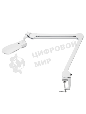 Лупа на струбцине Rexant, квадратная 3D+20D, с подсветкой 6 LED, серия EXPERT, белая