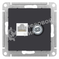 Розетка телевизионная +комп двойная RJ45+TV, кат.5E, механизм, карбон