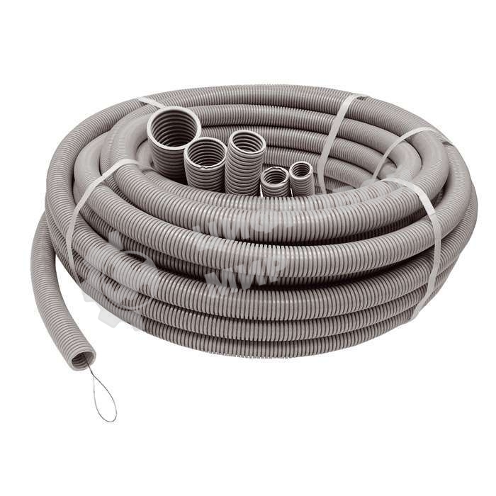 Труба гофрированная ПВХ d25 мм с зондом сер. (20 м) Рувинил 12501(20)